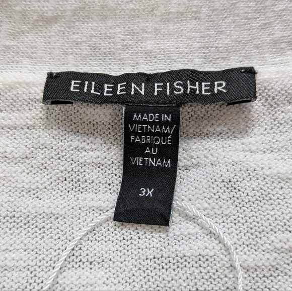 Eileen Fisher White V Neck Long Sleeve Button Up Cotton Linen Cardigan 3X - Picture 6 of 8